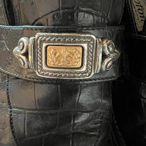 Brighton Black Croc Loafers Alligator shoes Women's 6.5 M Made in Italy - Picture 3 of 10